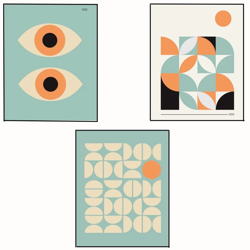 پوستر مدل مستر بائوهاوس هنر هندسی-دو چشم مجموعه 3 عددی