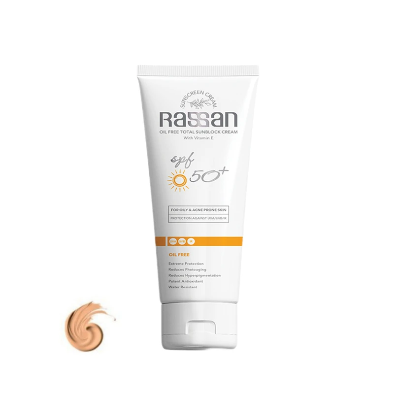 کرم ضد آفتاب رنگی گردن، صورت راسن SPF 50 مدل بژ روشن ‌مناسب برای انواع پوست حجم ۴۰ میلی‌لیتر