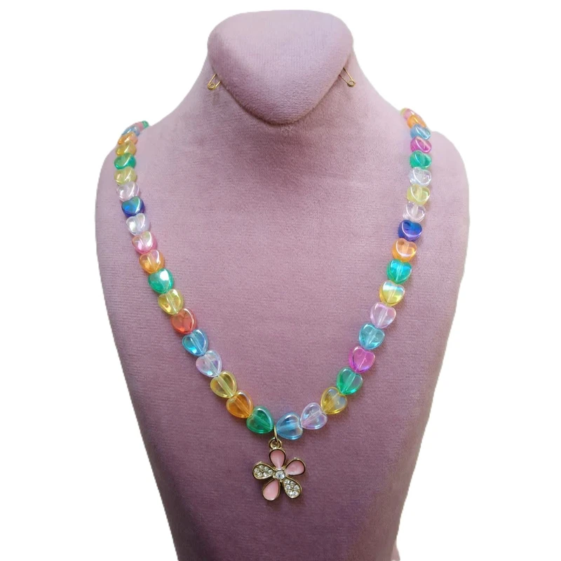 گردنبند دخترانه مدل مهره ای قلب کد 0327