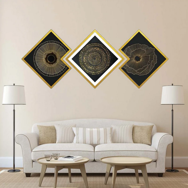 تابلو بکلیت طرح مدرن گل مدل شاین اکلیلی T-1966 مجموعه 3 عددی