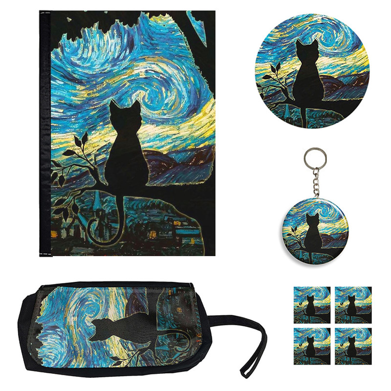 ست لوازم التحریر مدل شب پر ستاره ونگوگ کد 2 بسته 8 عددي