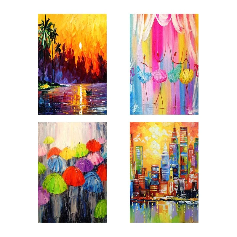 تابلو شاسي کارنيکا طرح نقاشی‌های آبرنگی کد 22773 مجموعه 4 عددی