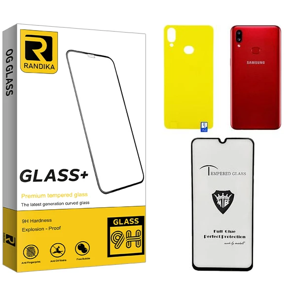 محافظ صفحه نمایش شیشه ای راندیکا مدل Randika MTB مناسب برای گوشی موبایل سامسونگ GALAXY A10s به همراه محافظ پشت گوشی