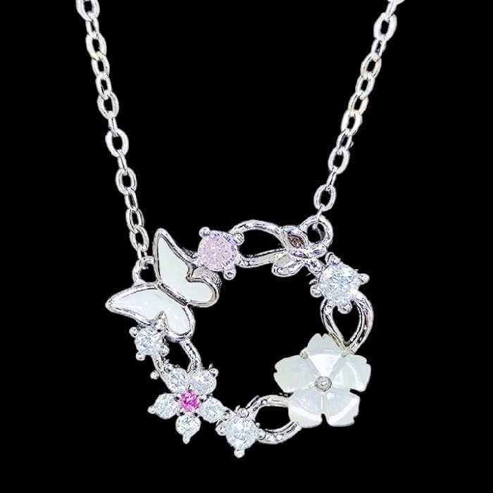 گردنبند نقره زنانه مدل فلاور سنگ برلیان کد 8855 گردنبند نقره زنانه مدل فلاور سنگ برلیان کد 8855