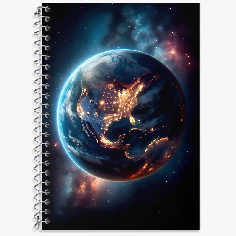 دفتر زبان 50 برگ خندالو مدل دو خط طرح کره زمین کد F7888