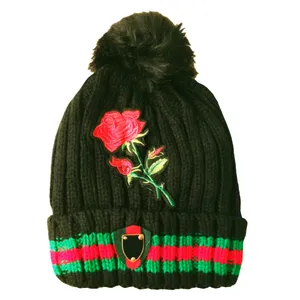 کلاه بافتنی بچگانه مدل گل رز