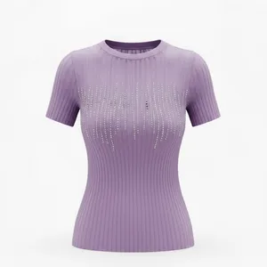 بلوز آستین کوتاه یقه ایستاده زنانه مدل نگیندار کد YA123