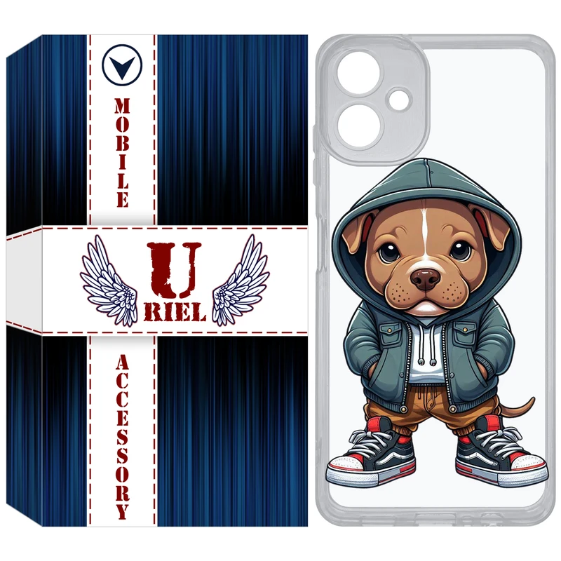 کاور یوریل مدل Clear کد 66 طرح سگ قهوه ای مناسب برای گوشی موبایل سامسونگ Galaxy A06