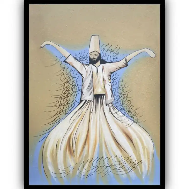 تابلو نقاشی رنگ روغن طرح رقص سماع