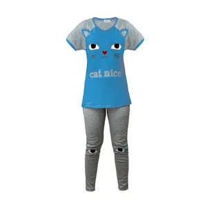 ست تی شرت و شلوار زنانه طرح گربه