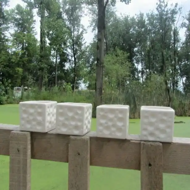 گلدان سرامیکی طرح مکعب مدل d-m مجموعه دو عددی