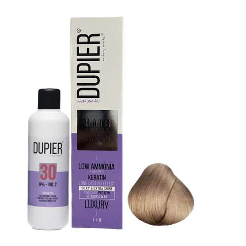 رنگ موی دوپیر سری دودی شماره 10/1 بلوند دودی پلااتینه C10 به همراه اکسیدان دوپیر مدل پروکساید 9 درصدی حجم 150 میلی لیتر