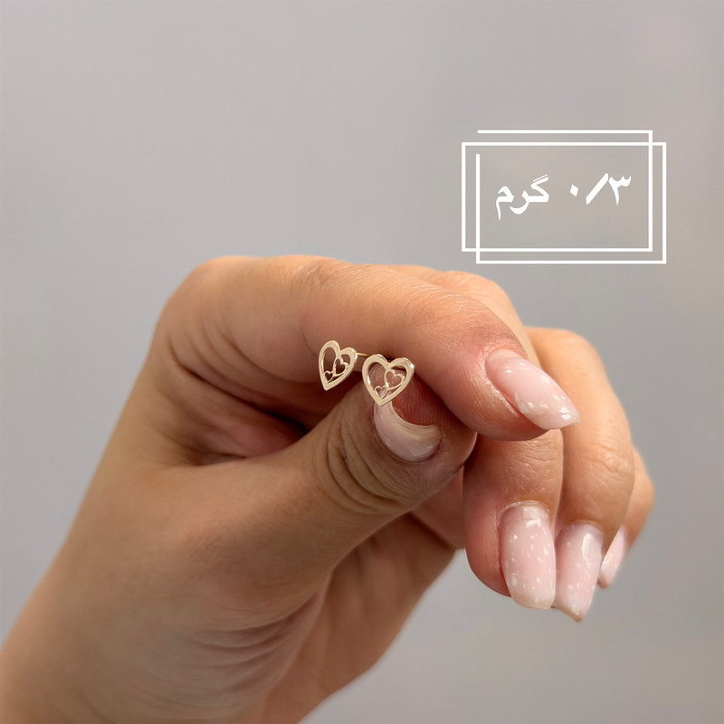 گوشواره طلا 18 عیار زنانه فرشته طرح قلب WEL-000356 - 2