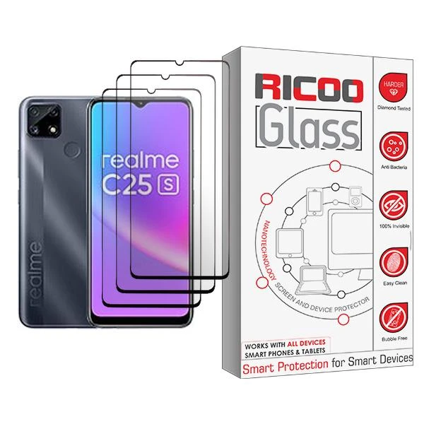 محافظ صفحه نمایش ریکو مدل Ricoo Glass MIX003 مناسب برای گوشی موبایل ریلمی C25s بسته سه عددی