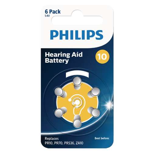 باتری سمعک فیلیپس مدل ZA10B6A شماره 10 بسته شش عددی