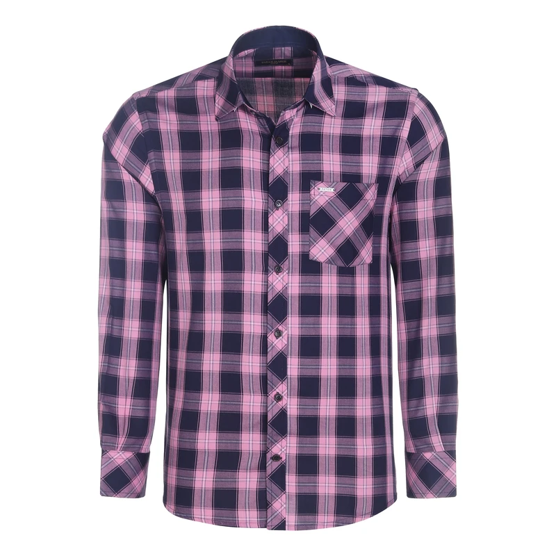 پیراهن آستین بلند یقه برگردان مردانه پاتن جامه مدل کلاسیک 102721030204290 طرح چهارخانه