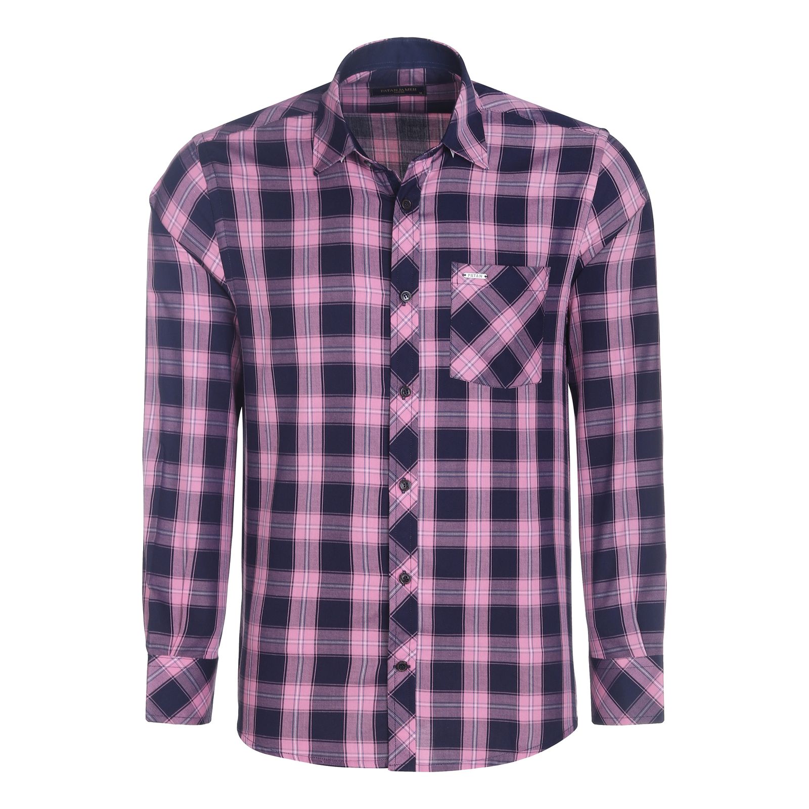 پیراهن آستین بلند یقه برگردان مردانه پاتن جامه مدل کلاسیک 102721030204290 طرح چهارخانه - - 1