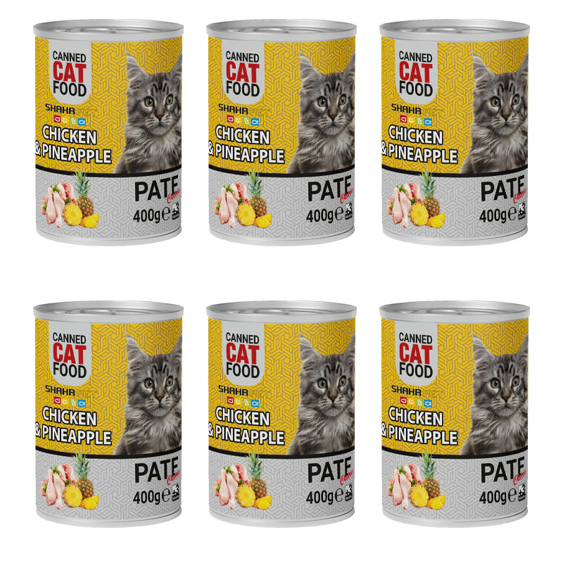 کنسرو گربه شهرپت مدل Chicken And Pineapple وزن 400 گرم بسته 6 عددی