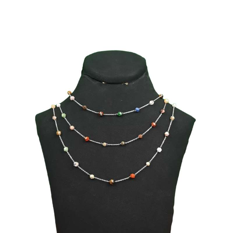 گردنبند نقره زنانه مدل سنگی ماداگاسکار