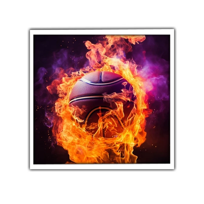 تابلو نوری بکلیت طرح توپ بسکتبال و آتش مدل W-MID-16452