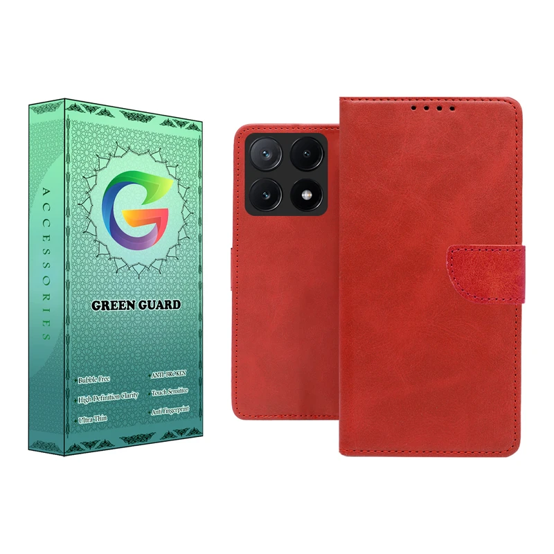 کیف کلاسوری گرین گارد مدل چرمی مگنتی کد RED-R10 مناسب برای گوشی موبایل شیائومی Poco X6 Pro