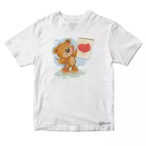 تی شرت آستین کوتاه دخترانه مدل  Teddy bear کد SH023 رنگ سفید