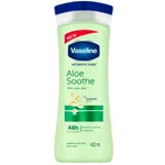 لوسیون بدن وازلین مدل Aloe Soothe حجم 400 میلی‌لیتر نرم‌کننده و آبرسان پوست خشک و معمولی با عصاره آلوئه ورا جذب سریع و حفظ لطافت و نرمی پوست بعد از استحمام