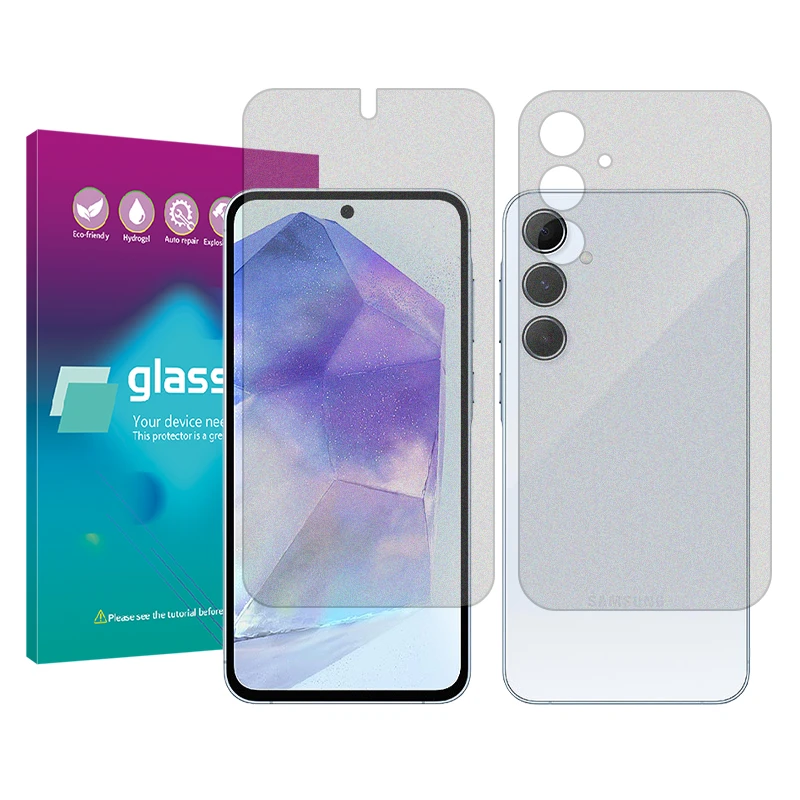 محافظ صفحه نمایش مات گلس پرو مدل Resistant مناسب برای گوشی موبایل سامسونگ Galaxy A55 به همراه محافظ پشت گوشی