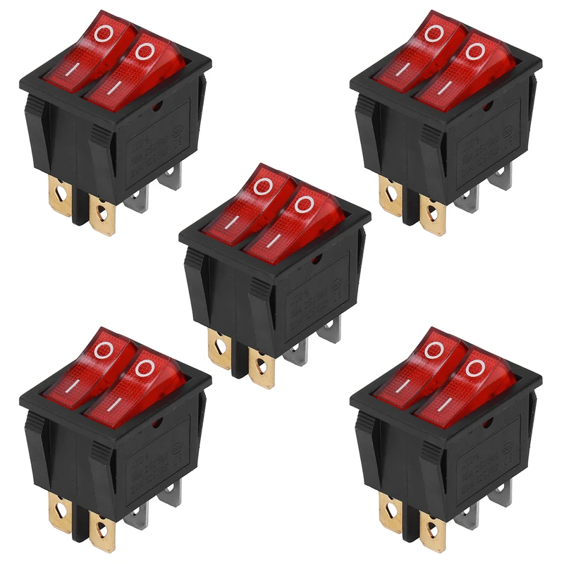 کلید راکر دو پل مدل 6 پایه کد KCD4 بسته 5 عددی