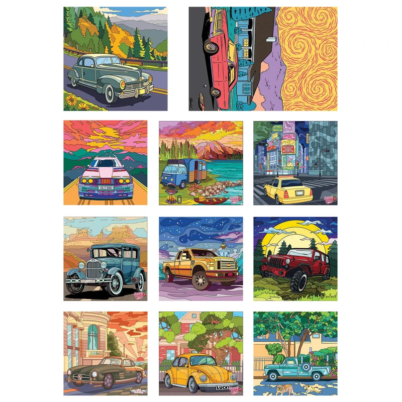 استیکر لپ تاپ طرح ماشین کد 1029 مجموعه 11 عددی