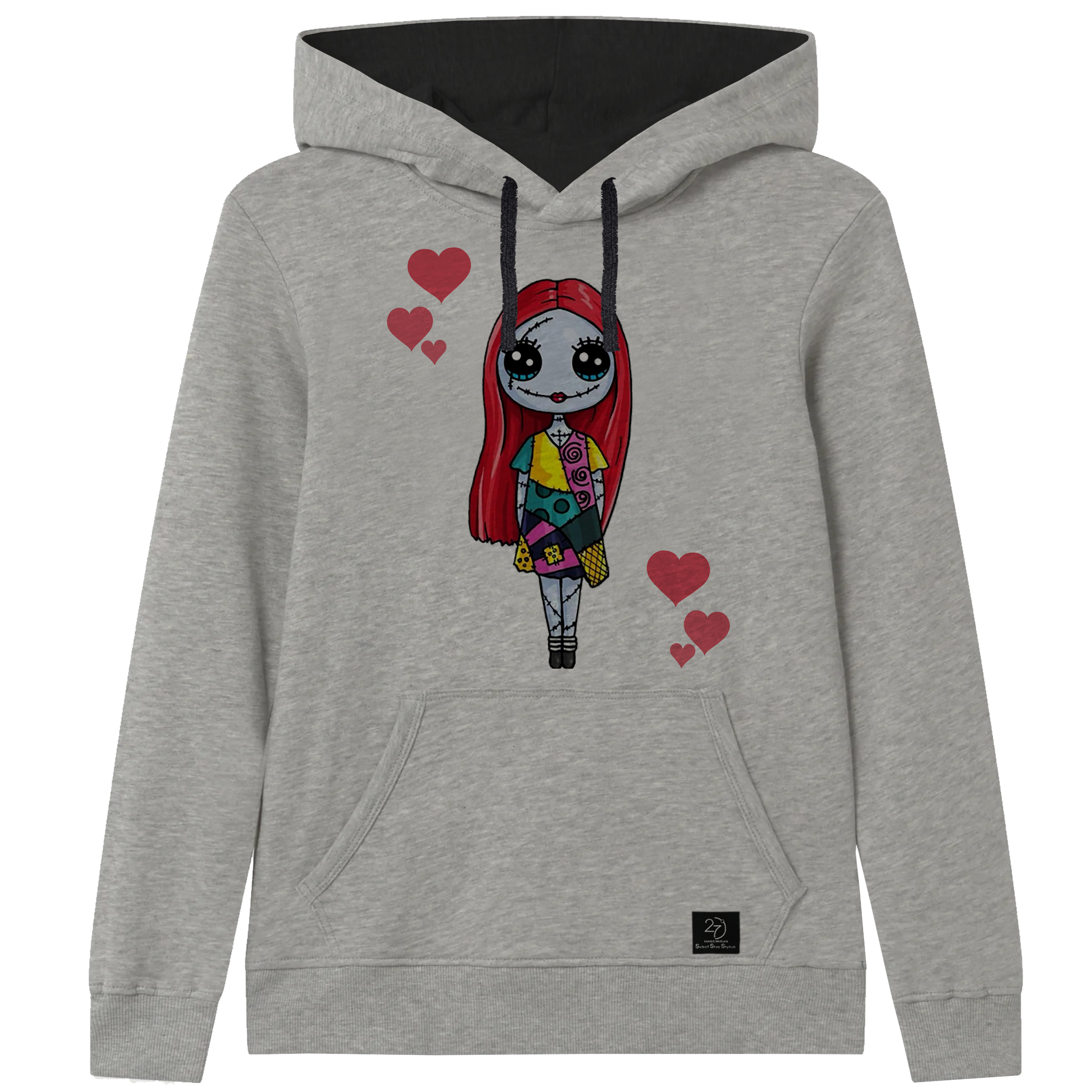 هودی دخترانه 27 مدل عروسک کد V34 رنگ طوسی