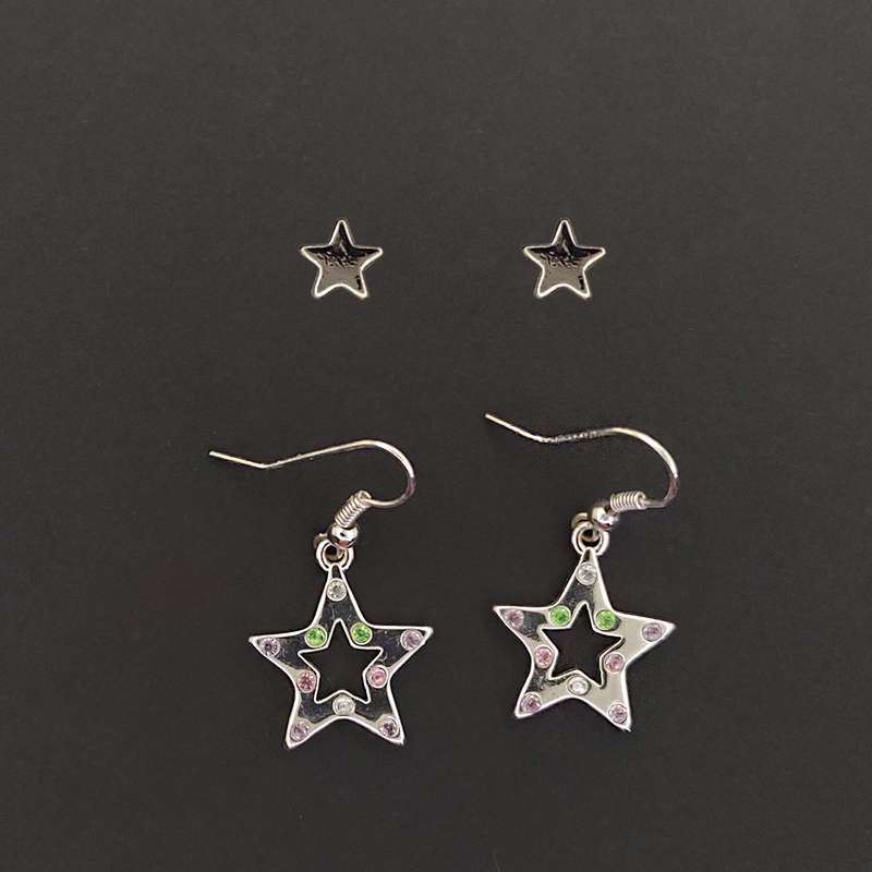 گوشواره دخترانه مدل ستاره کد 02 مجموعه 2 عددی گوشواره دخترانه مدل ستاره کد 02 مجموعه 2 عددی
