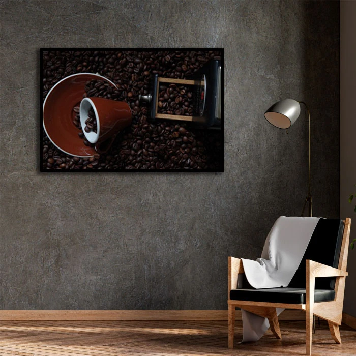تابلو نوری بکلیت طرح کافه و قهوه مدل B-D2302 فریم مشکی
