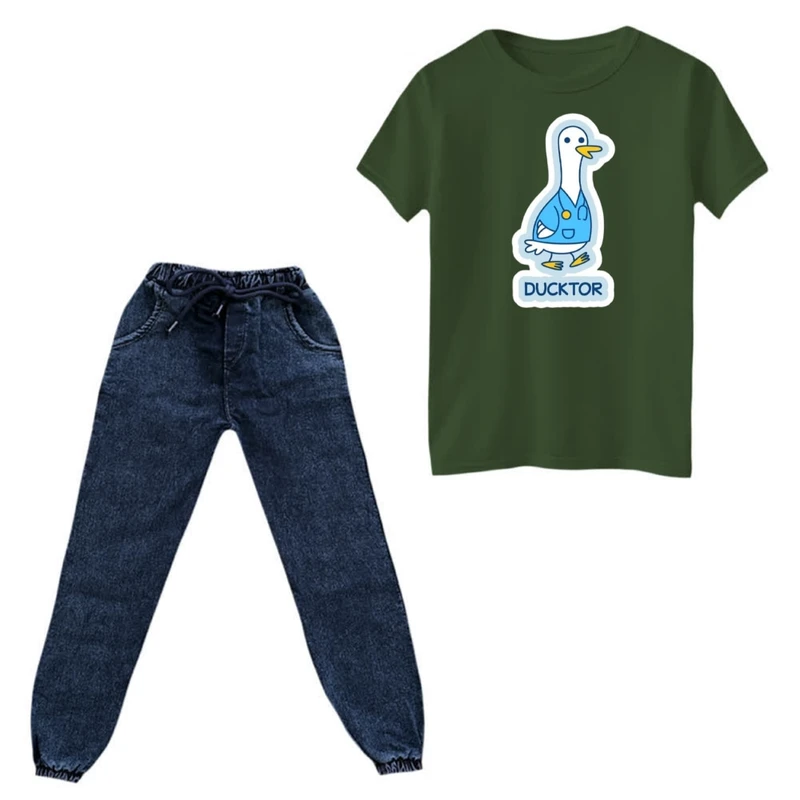 ست تی‌شرت و شلوار دخترانه مدل دکتر اردک