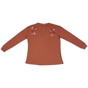 بلوز آستین بلند زنانه مدل کبریتی گلدوزی شده