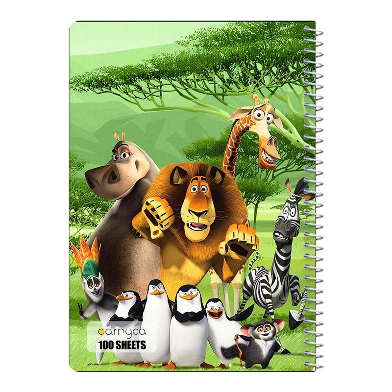 دفتر مشق 100 برگ سیمی کارنیکا طرح ماداگاسکار Madagascar کد 57061