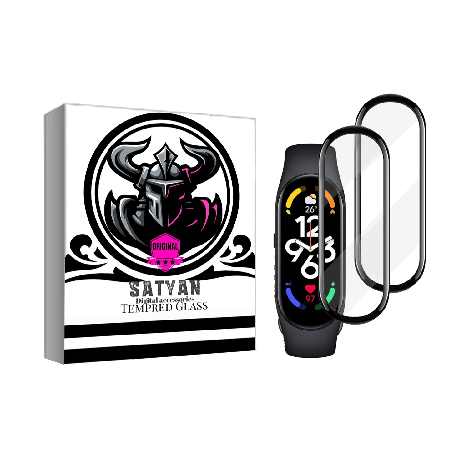 محافظ صفحه نمایش ساتیان گلس مدل PMMA مناسب برای ساعت هوشمند شیائومی mi band 7 بسته دوعددی