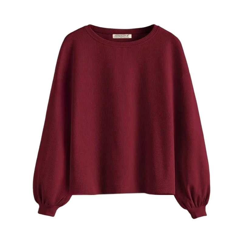 بلوز آستین بلند یقه گرد زنانه آرمادیا مدل مارسلین کبریتی کد CHR01