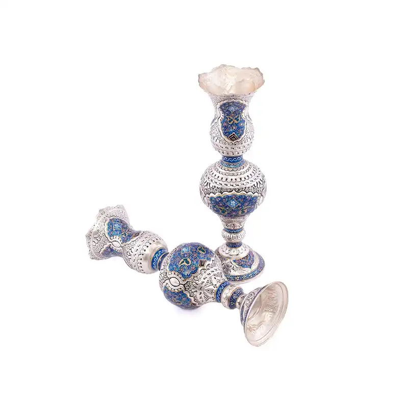 شمعدان قلمزنی طرح مینیاتور کد M060 بسته 2 عددی