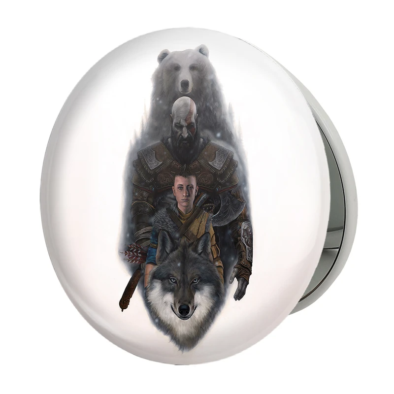 آینه جیبی خندالو طرح کریتوس اتریوس و فنریر گاد آف وار مدل تاشو کد 30403