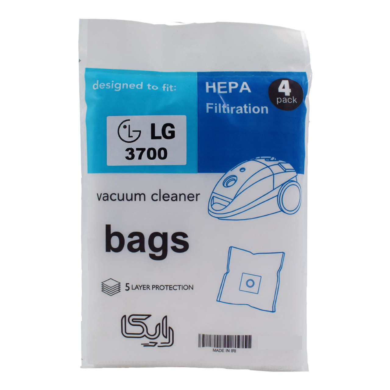 پاکت جاروبرقی مدل رایکا مدل هپا مناسب برای جاروبرقی ال جی 3700-3300 بسته 4 عددی