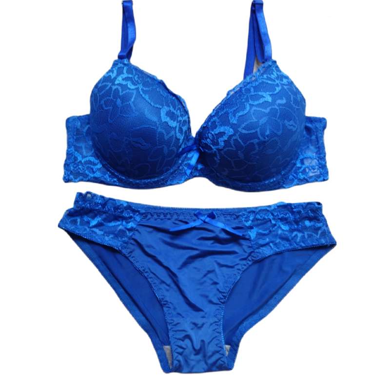 ست شورت و سوتین زنانه مدل اسفنجی توری رنگ آبی