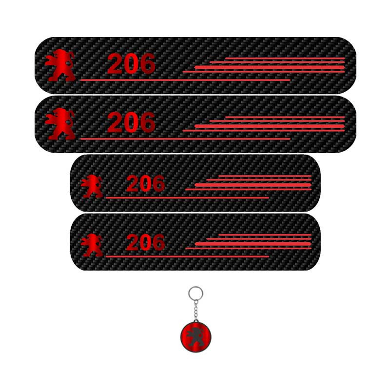برچسب پارکابی خودرو لندمون کد LC019 MR مناسب برای پژو 206 مجموعه 4عددی به همراه جاکلیدی