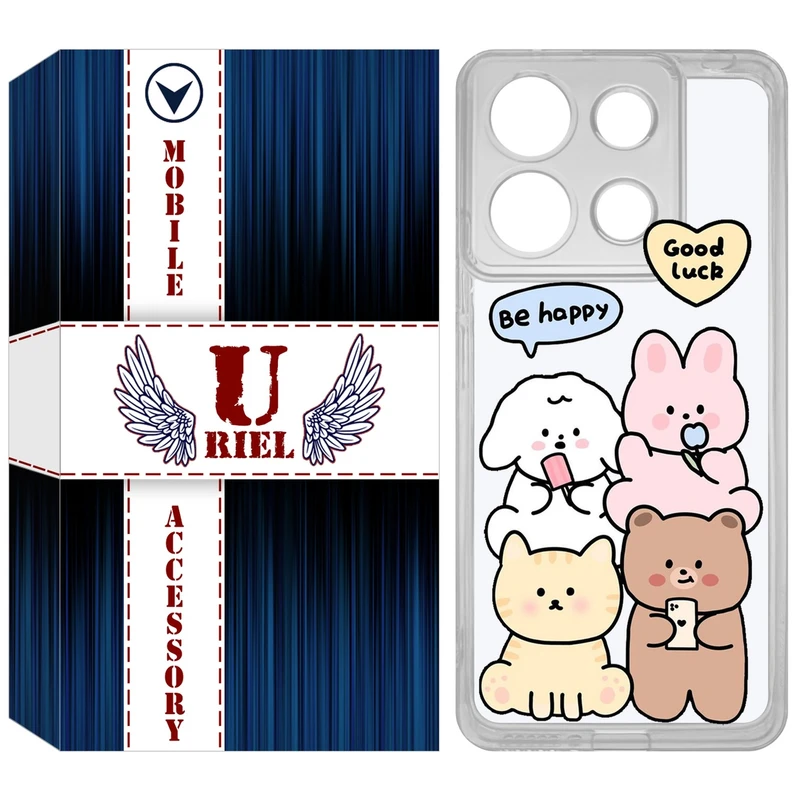 کاور یوریل مدل Clear کد 14 طرح خوشحال مناسب برای گوشی موبایل شیائومی Redmi Note 13 4G