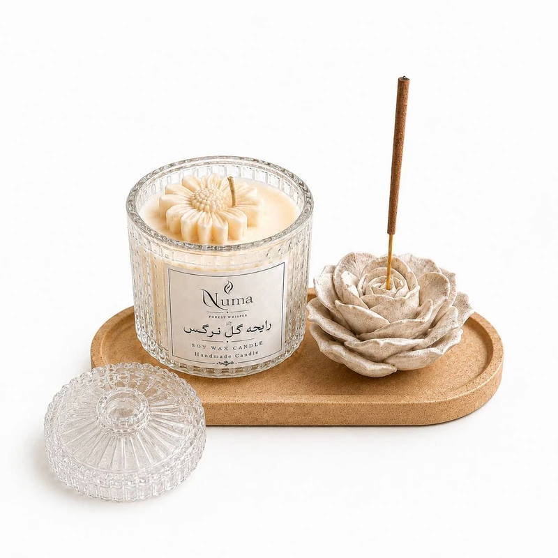 ست شمع هدیه دستساز نوما طرح عشق مجموعه 4 عددی