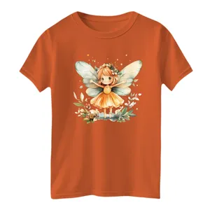 تی شرت آستین کوتاه بچگانه مدل دخترک فرشته کد 3 رنگ نارنجی