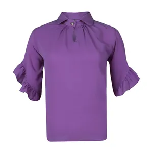 شومیز آستین سه ربع زنانه مدل پلی دار