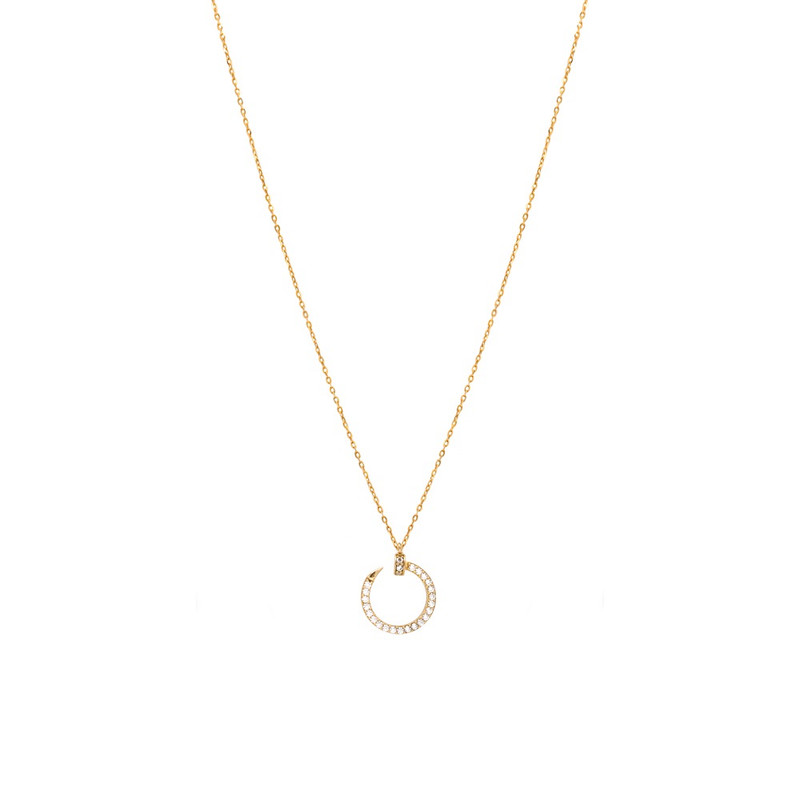 گردنبند طلا 18 عیار زنانه الی گالری مدل میخ کارتیه تمام نگینی الی