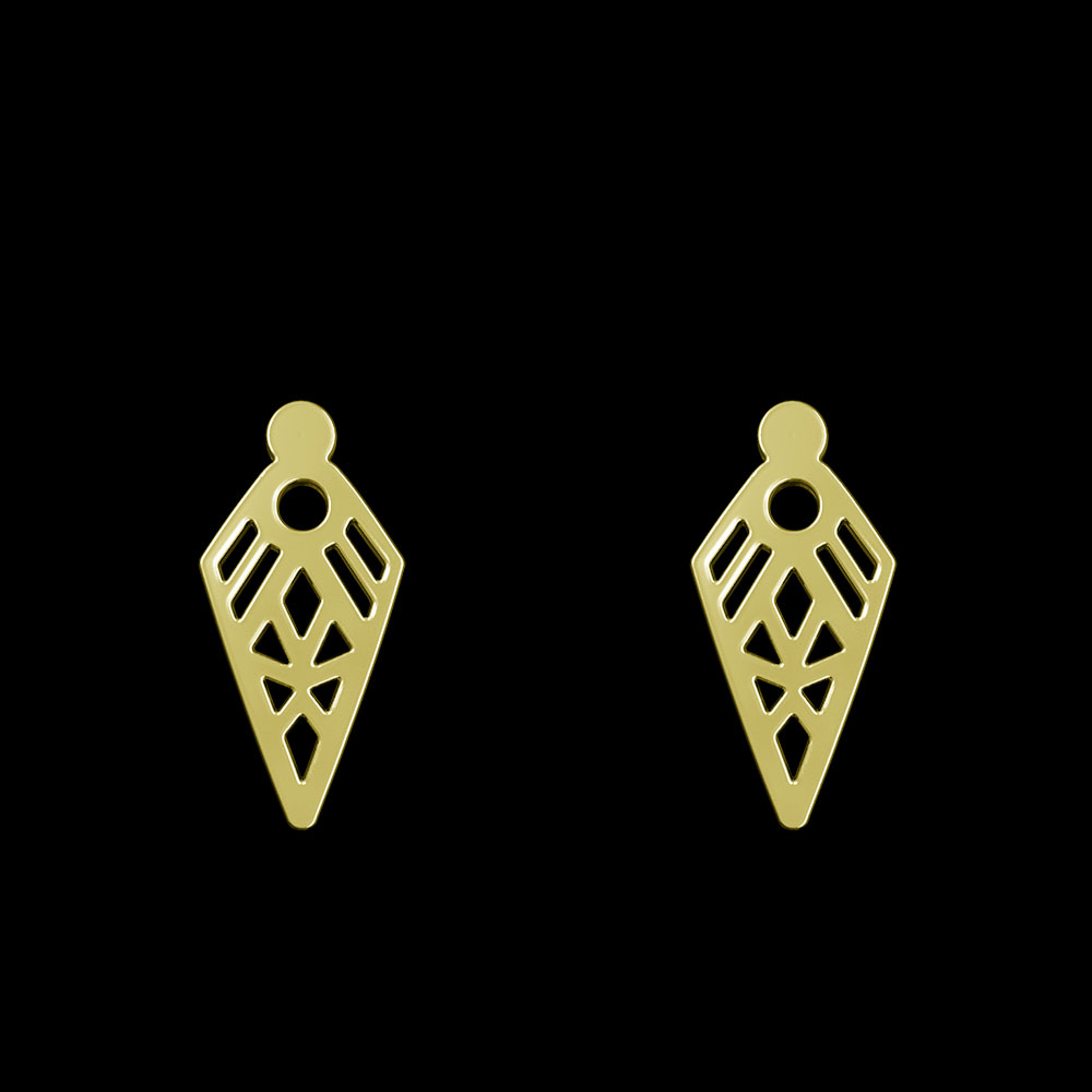 گوشواره طلا 18 عیار زنانه مدوپد مدل هندسی کد GA1-10055