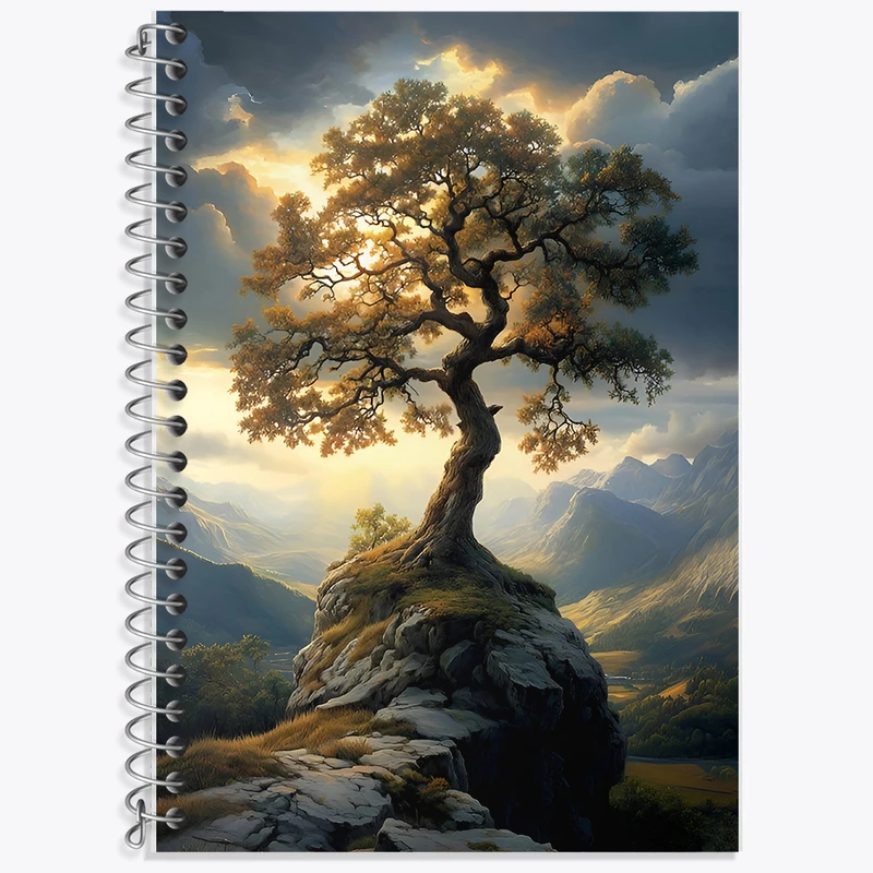 دفتر زبان 50 برگ خندالو مدل سه خط طرح تک درخت کد F6620